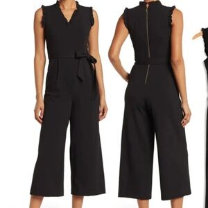 CALVIN KLEIN Women’s Ruffle Trim Sleeveless Black Jumpsuit Size 12